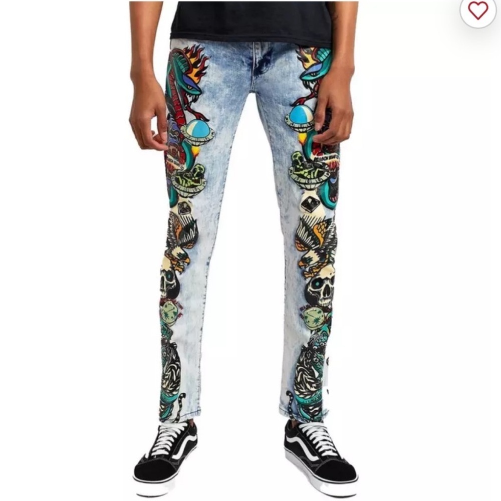 Reason Tattoo Alien Graphic Print Jeans
